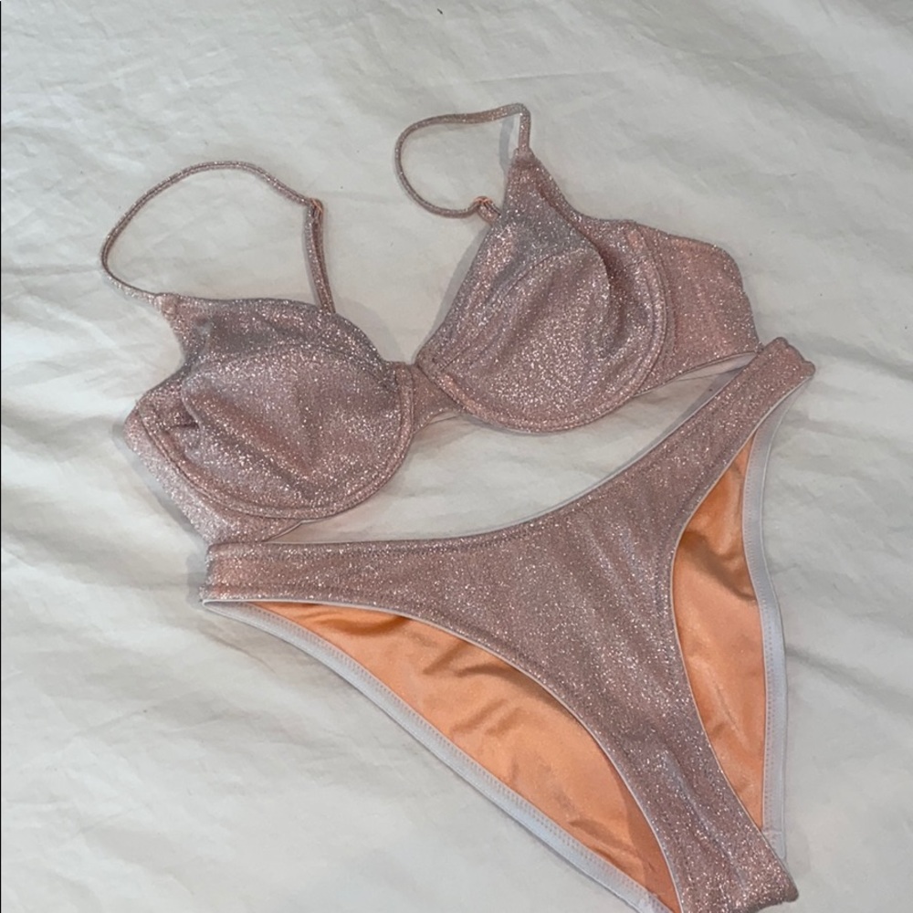 Triangl Lina Sparkle Top and Cheeky Bottom! Blush
